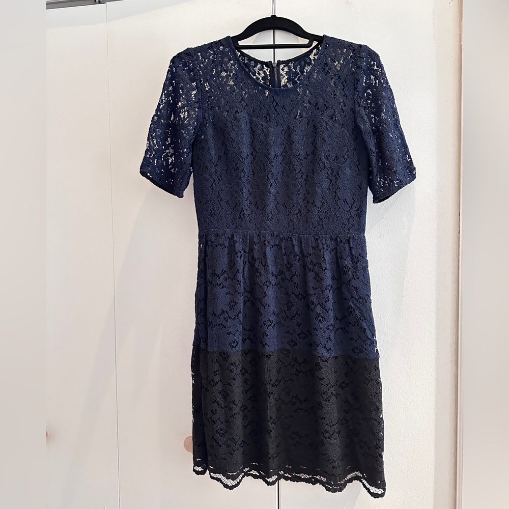 Whistles Navy & Black Lace Dress
